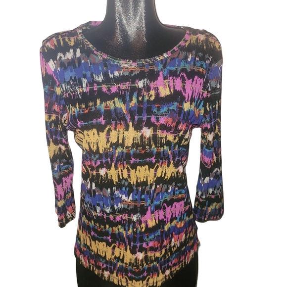 Tristan Multicolor Abstract Long Sleeve Top XL - Picture 1 of 7